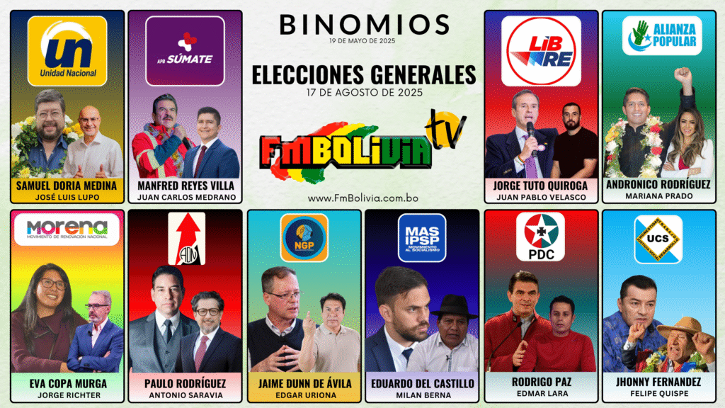 10 binomios presidenciables (FmBolivia)