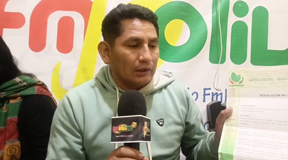 Ever Apaza presidente de la regional de Chamaca. (Foto: Captura de video FmBolivia)